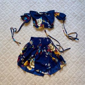 Two piece floral matching set